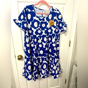 Women’s Bibi brand floral tiered peasant style dress blue. XL